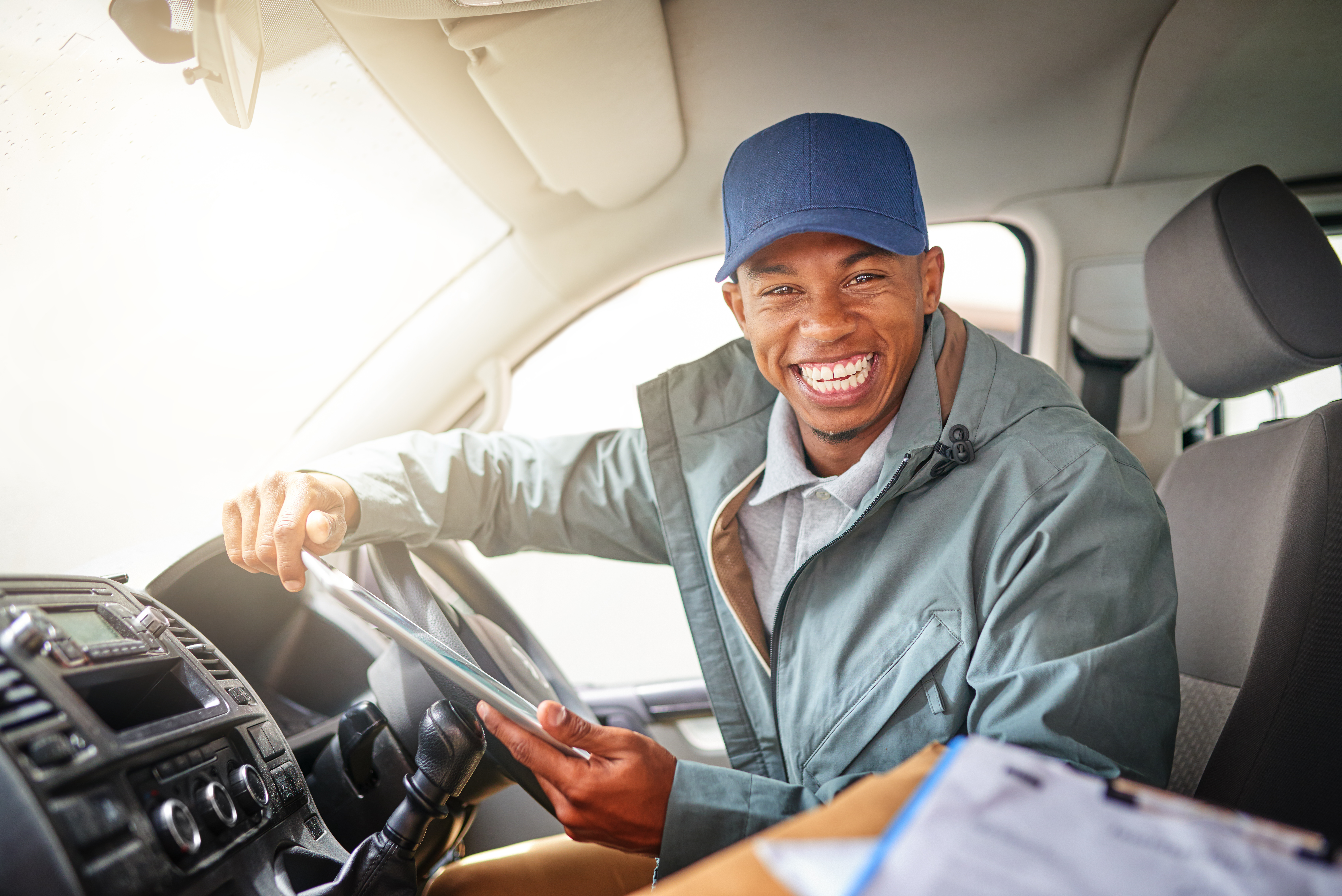 Man driving a commercial vehicle
